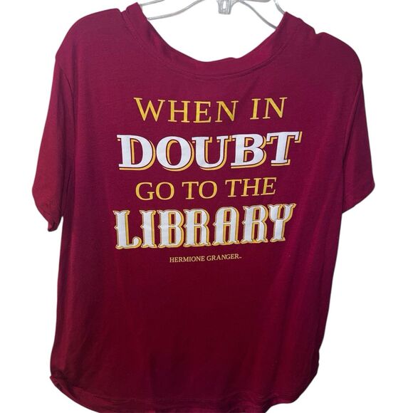 Hermione Granger Shirt Womens Jr L 11-13 When In Doubt Go To The Library Tee - Picture 1 of 5